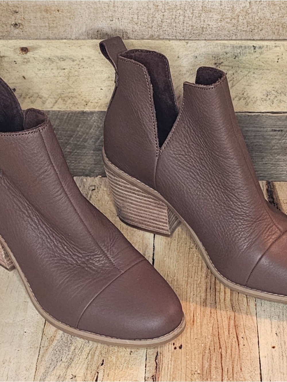 Tom’s Women's Leather Ankle Booties - Sleek Block Heel